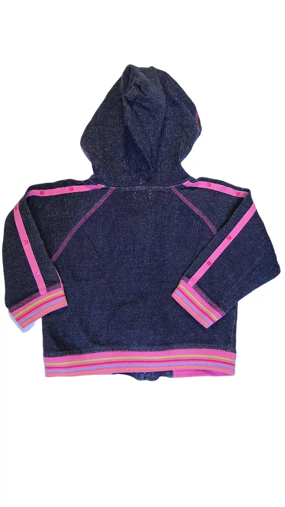 Kapucnis sötétszürke-pink pulover | Turoda